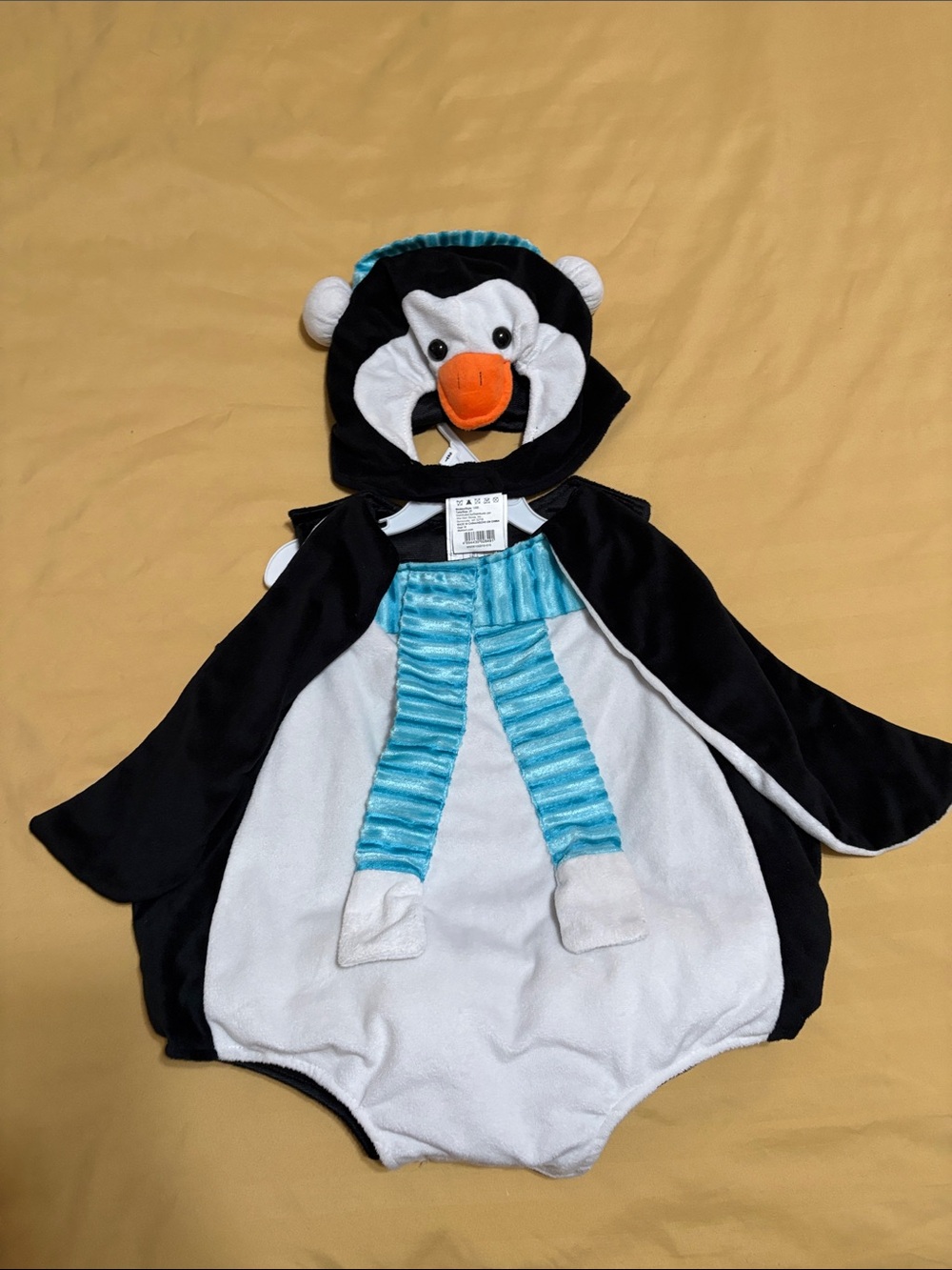 Kids Penguin Costume Romper with Hood - Black, White & Blue